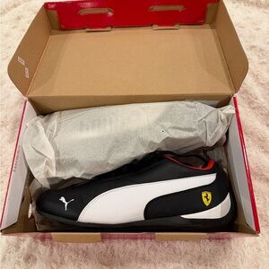 Puma Black and White Shoes with Ferrari Emblem